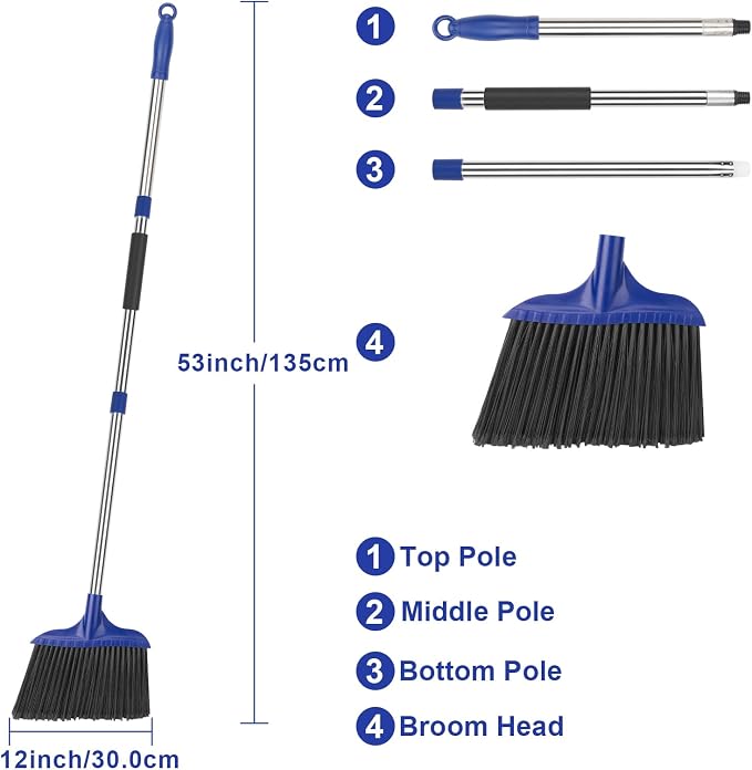 Kefanta 4 Pack Heavy Duty Broom Indoor/Outdoor Commercial Brooms Angle Broom 53 - Image 5