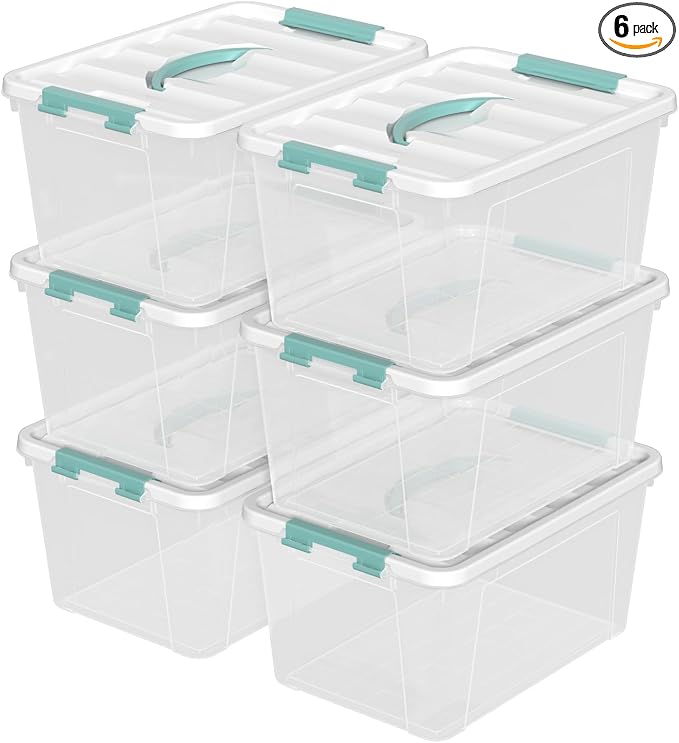 Xyskin 6 Pack 14 Quart Stackable Plastic Storage Bins by Xyskin