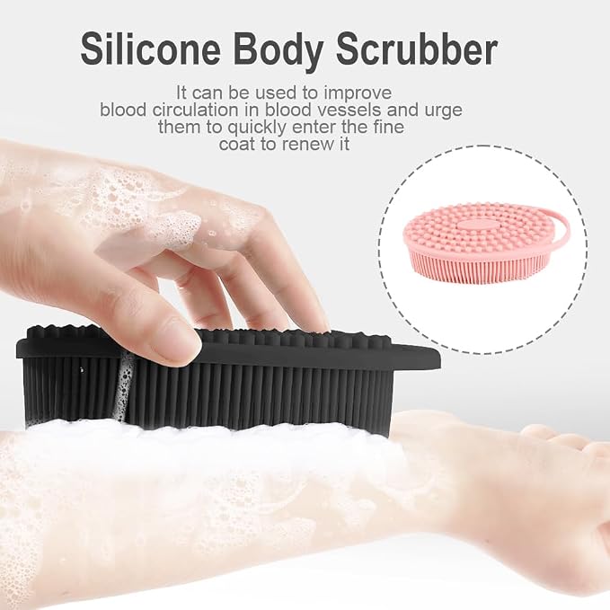 Soft Silicone Body Scrubber 3 PCS Silicone Body Shower, Silicone Loofah 2 in 4 - Image 3