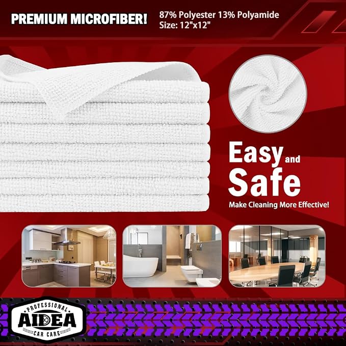 AIDEA Microfiber Cleaning Cloth White 10PK, Microfiber Towels - Image 6