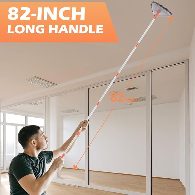 Wall Cleaner Triangle Mop with 82'' Long Handle - Image 3