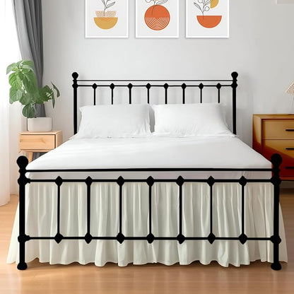 Shreem Linen Ruffled Bed Skirt with Split Corners, Gathered Style, 100% Microfiber, 10-Inch Drop, Dust Ruffle Bedskirt with Platform, Full, Ivory