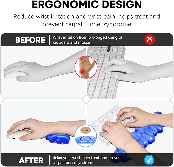 JIKIOU Clear Gel Wrist Rest for Keyboard and Mouse, Cool Silicone Mouse Wrist - Image 2