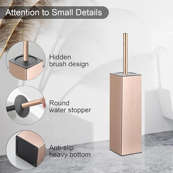 BGL Standing Toilet Brush and Holder Rose Gold Aluminium Toilet Bowl Cleaner - Image 6