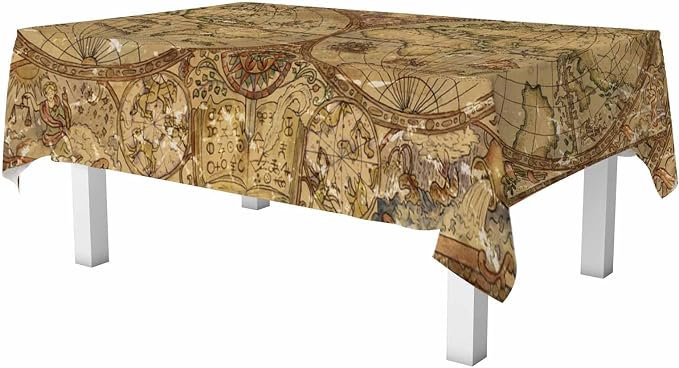 Vintage World Atlas Map Table Cover 52x70 Pirate Adventures Old Transportation - Image 6