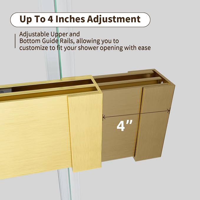 Frameless Shower Door, 56-60" W x 74" H Double Sliding Shower Doors - Image 7