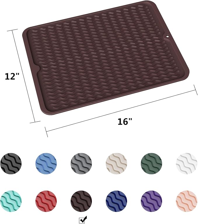 ZLR Silicone Dish Drying Mat for Kitchen Counter, Eco-Friendly Fast Dry Dish Mat - Image 6