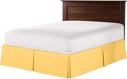 Bed Skirt - 100% Cotton 800 Thread Count Box Pleated Bed Skirt - Luxury Pleated Dust Ruffle, Hotel Quality Modern Bed Skirt, Easy Fit with 12 Inch Tailored Drop, Full, Gold