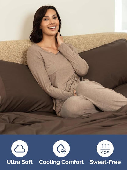 Extra Deep Queen Fitted Sheet - Hotel Luxury Single Fitted Sheet Only - Easily Fits 18 inch to 24 inch Mattress - Ultra Soft, Wrinkle Free w/Extra Deep Pockets - Easy-Care, Breathable & Comfy - Brown