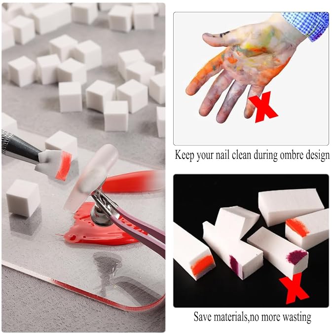 Soft Sponges with Grabbing Pen for Ombre and Aura Nail Art with Brush, - Image 6