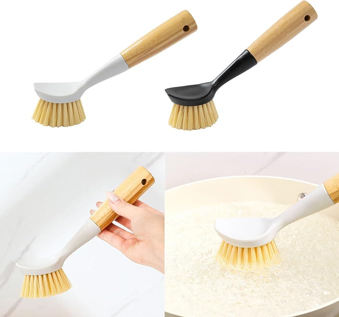 2 Pack Kitchen Dish Brush Grill Brush+Reusable Rubber Gloves, Kitchen Cleaning - Image 8