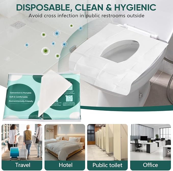 30 Pcs Disposable Flushable Paper Toilet Seat Covers Travel Supplies Essentials - Image 6