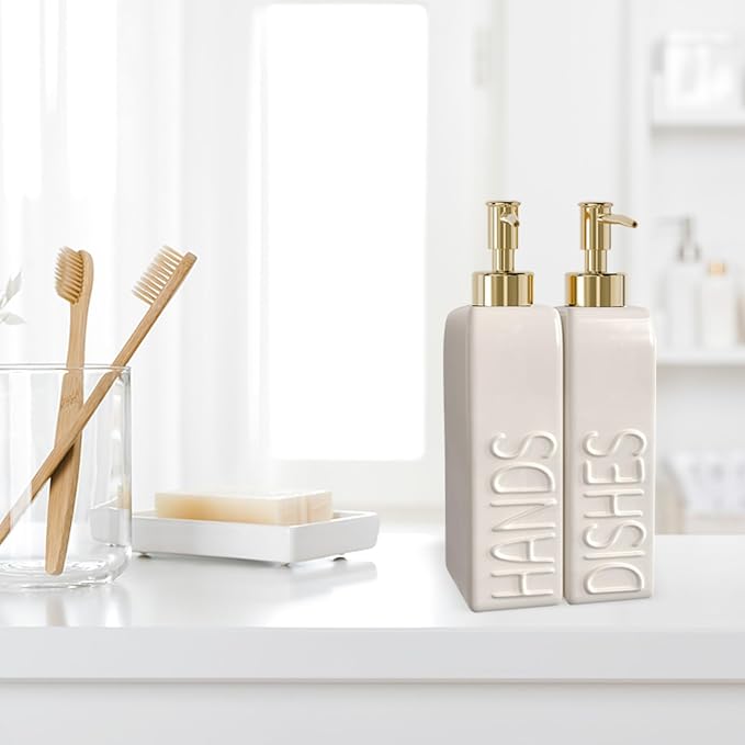 Soap Dispenser Set with Gold Stainless Steel Pump and a Funnel, 2 Pack Modern - Image 3