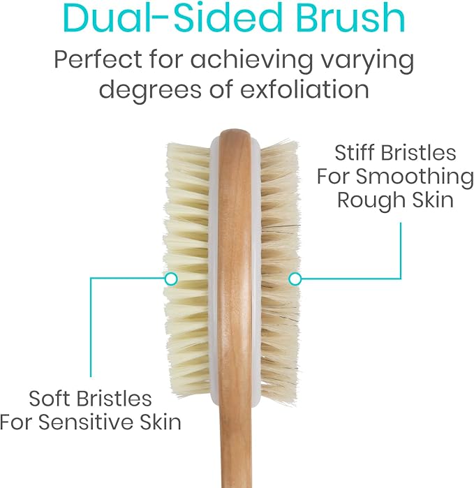 Vive Back Scrubber for Shower – Long Handle Dry Brushing Body Brush - Image 2