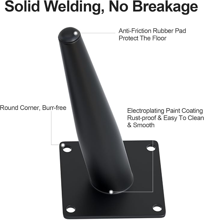 4PCS 5 Inch Matte Black Tapered Angled Legs - Image 4