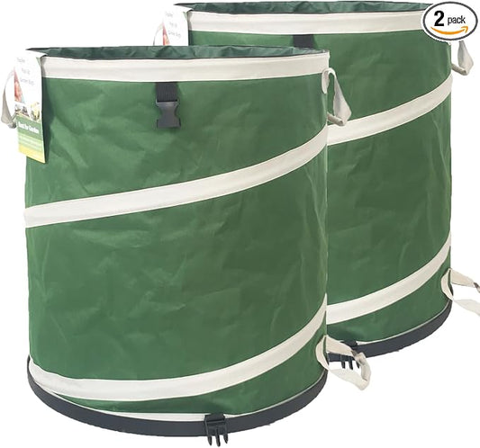 2-Pack 32 Gallon Collapsible Trash Can Solid Bottom by TespherCreationsforYardWorkLawnsCarePatioGardeningOutdoorCampingandRVTrips