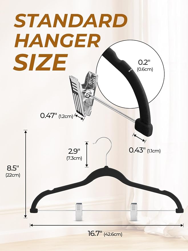 HOUSE DAY Black Velvet Skirt Hangers 48 Pack, Pant Hanger - Image 6