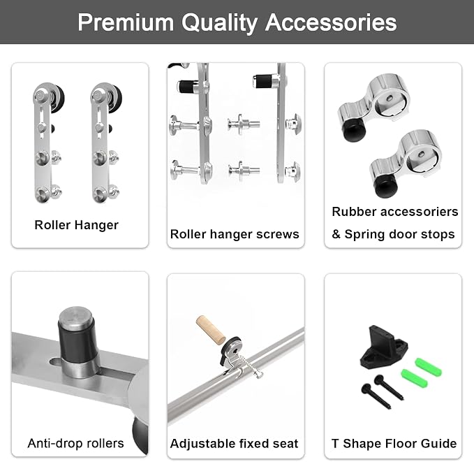 TSMST 7FT Sliding Barn Door Hardware Kit, Stainless Steel Heavy Duty Sturdy - Image 5