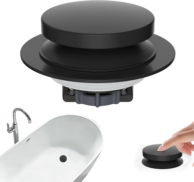 Hibbent 3 in 1 Metal Bathtub Drain Stopper, Universal Pop Up Tub Stopper by Hibbent