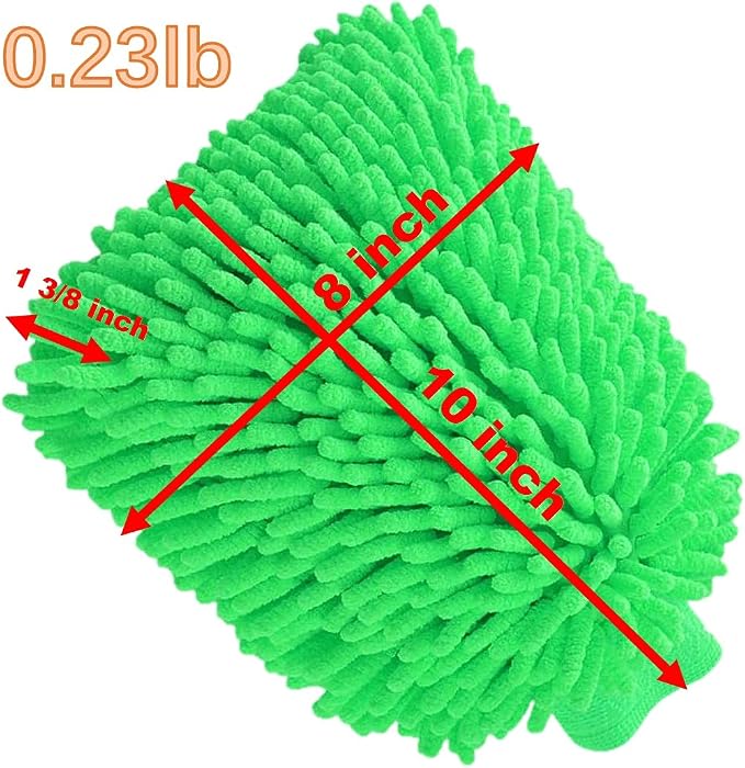 Green Chenille Microfiber Dusting Mitt, 10.5x8 Inch, Electrostatic, Scratch-Free - Image 8