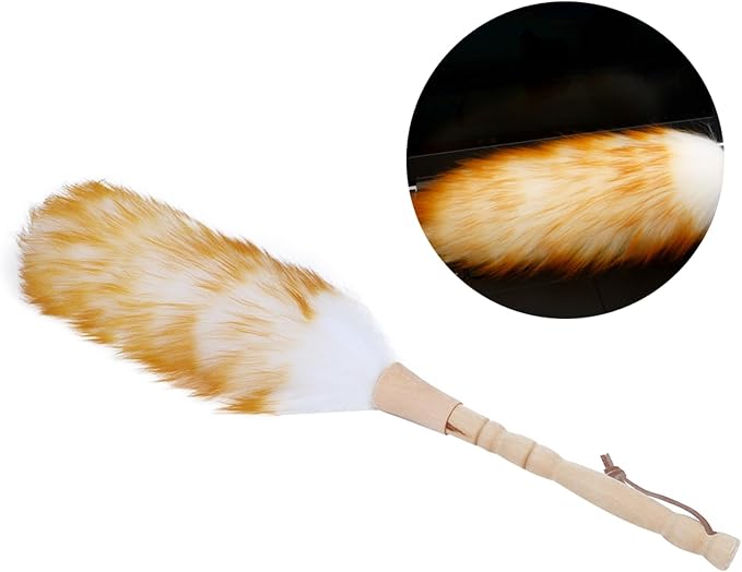 Lambswool Duster with Solid Wooden Handle, Antistatic Soft Wool Duster Dust - Image 7