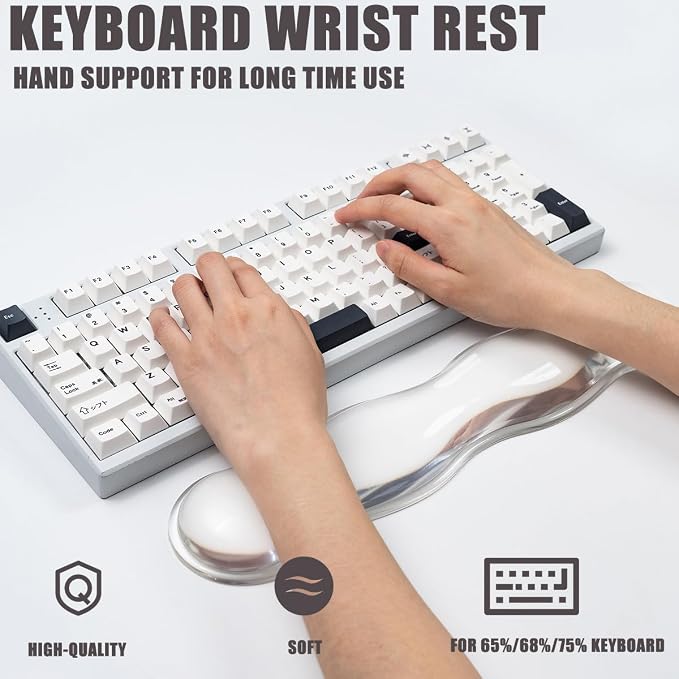 Ergonomic Silicone Gel Keyboard and Mouse Wrist Rest Set – Clear Wrist Rest - Image 3