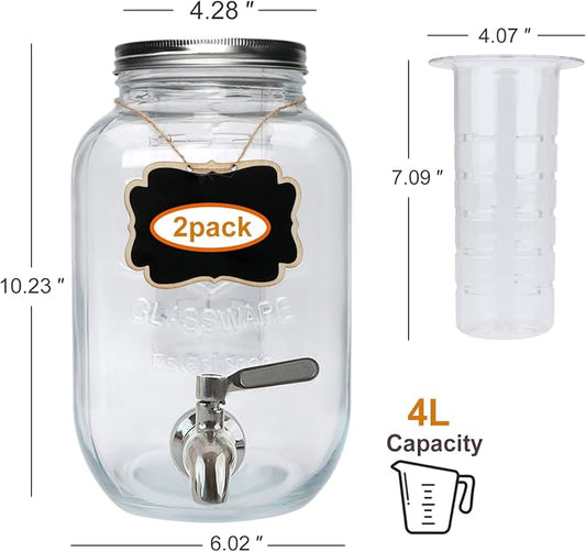 Accguan 1-Gallon Drink Dispenser, Glass Water Dispenser - Image 2