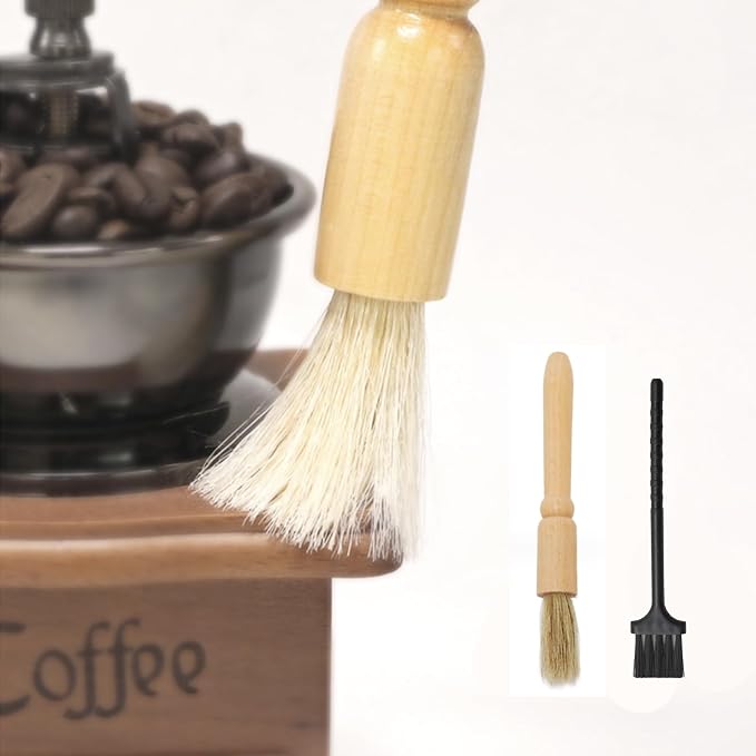 2 Pack Coffee Grinder Cleaning Brush Heavy Wood Handle Natural Bristles Dusting - Image 6