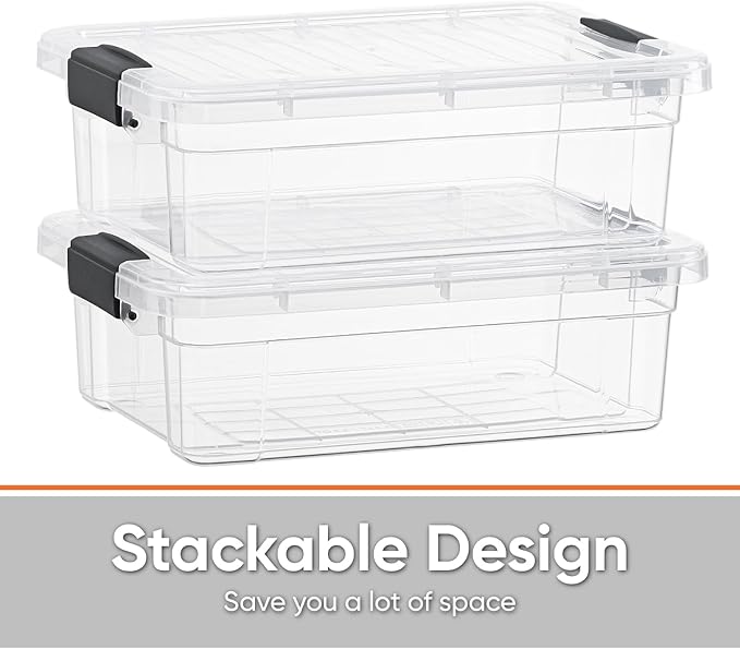 Superio Storage Bins with Lids- 4 Pack, 7.4 Qt Clear Boxes - Image 4