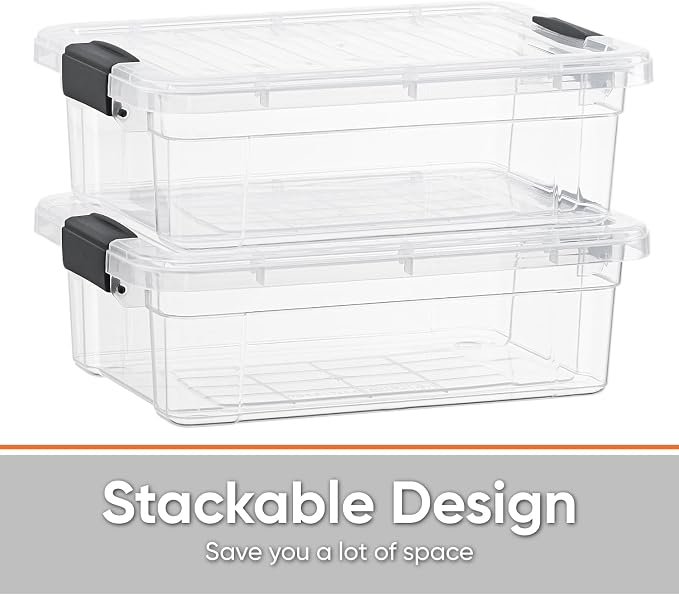 Superio Storage Bins with Lids- 4 Pack, 7.4 Qt Clear Boxes - Image 4