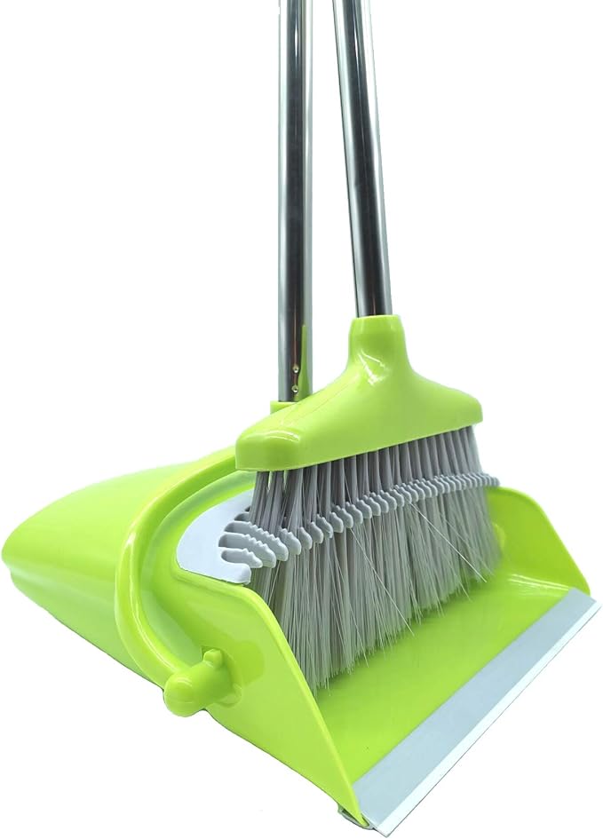 Extendable Long Handle Broom and Dustpan Set, Stainless Lightweight Upright by HOMEIMPROVEMENT