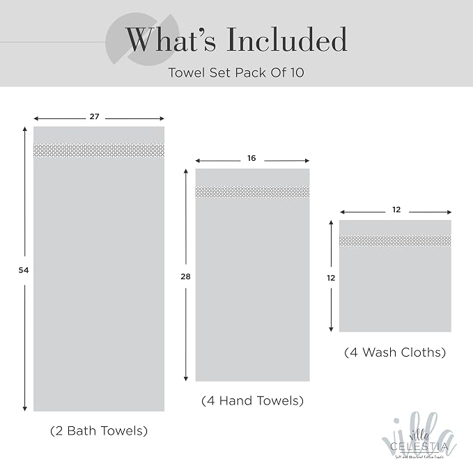 100% Combed Cotton Bathroom Towel Set of 10-2 Bath Towels, 4 Hand Towels - Image 5