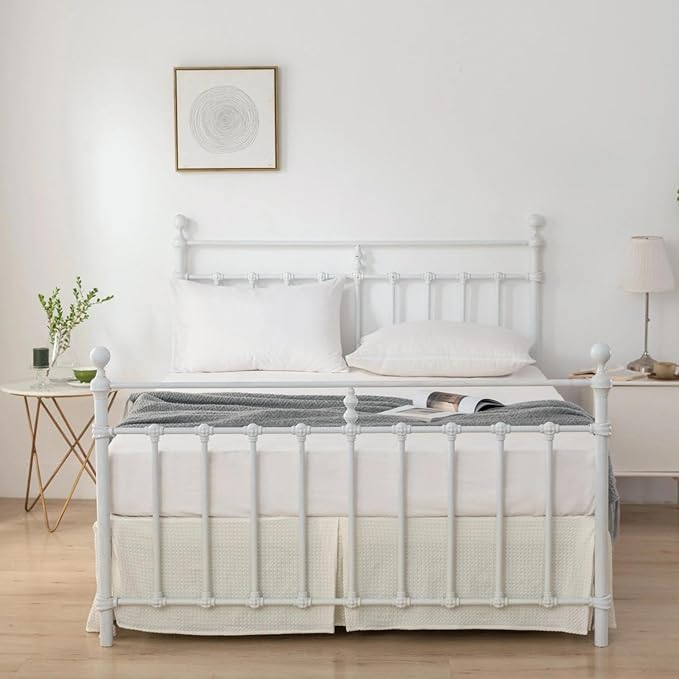 Twin Bed Skirt - 14 Inch Drop with Split Corners, Ivory Pleated Waffle Weave Bed Skirt, Tailored Dust Easy Fit, Machine Washable (14" Twin)
