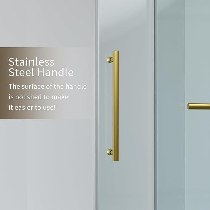 56-60" W x 76" H Frameless Shower Door, Sliding Shower Door - Image 3