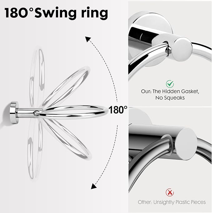 Polished Chrome Toilet Paper Holder Set, Stainless Steel Towel Ring, Double - Image 3