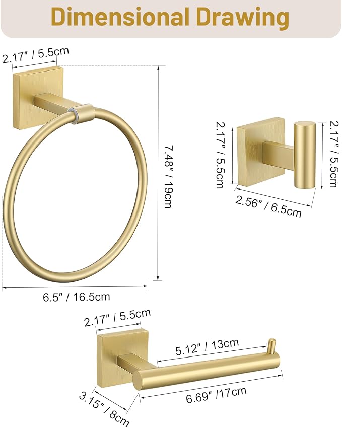 Towel Ring Set 4 Piece Bathroom Hardware Set Includes Towel Ring 2 Towel Hooks - Image 7
