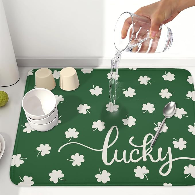 St Patricks Day Lucky Clover Dish Drying Mats - Image 6