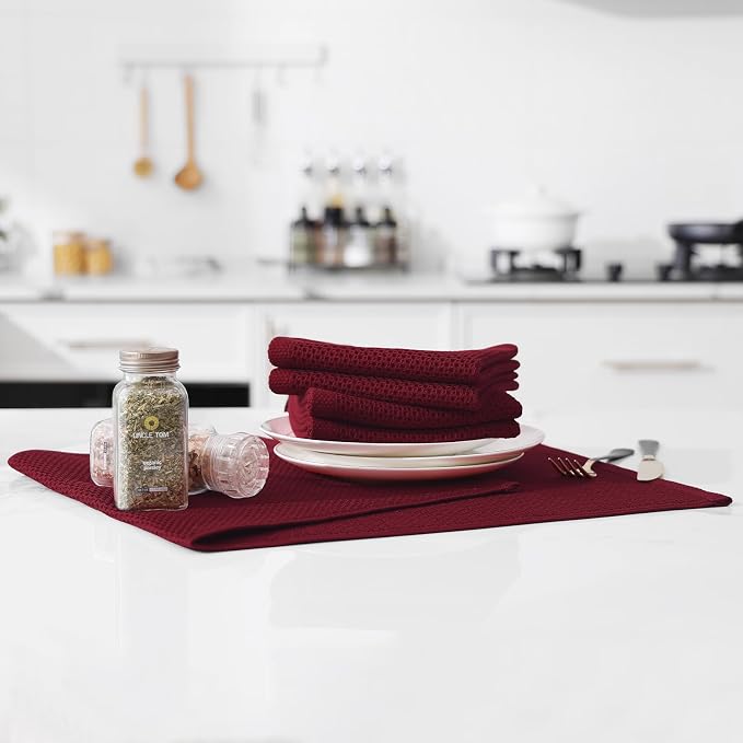 Kitinjoy 100% Cotton Waffle Weave Kitchen Hand Towels - Image 5
