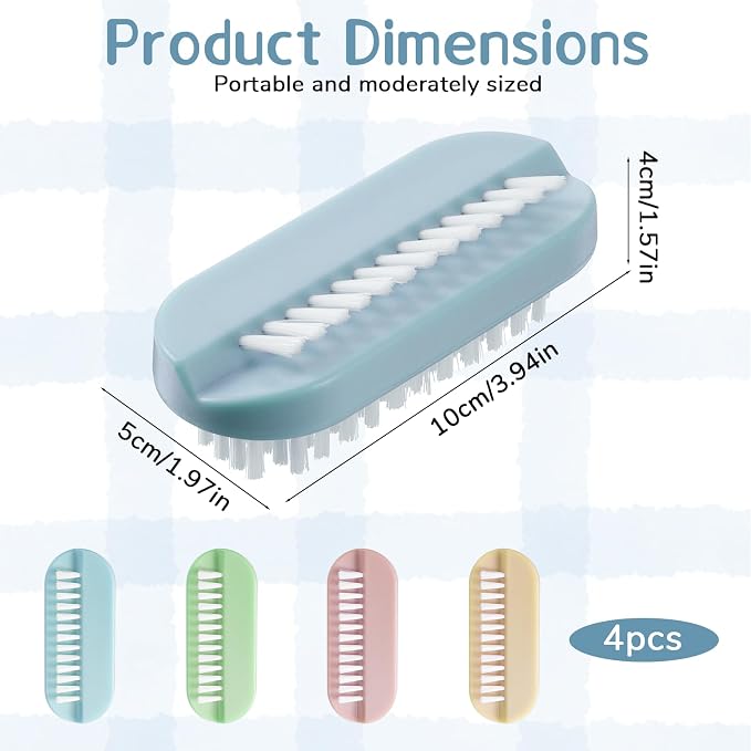 4 Pack Nail Brush for Cleaning Fingernails, Two Sided Fingernail Scrub Brush - Image 2