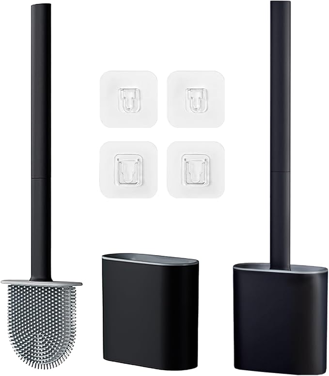 Toilet Brush and Holder Set, Wall Mounted Toilet Bowl Brush Head by Pesilo