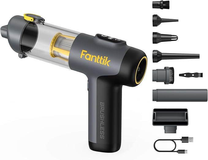 Fanttik Slim V9 Mix Car Vacuum, 4 in 1 Handheld Air Duster, 12000PA Suction by FANTTIK%C2%AE