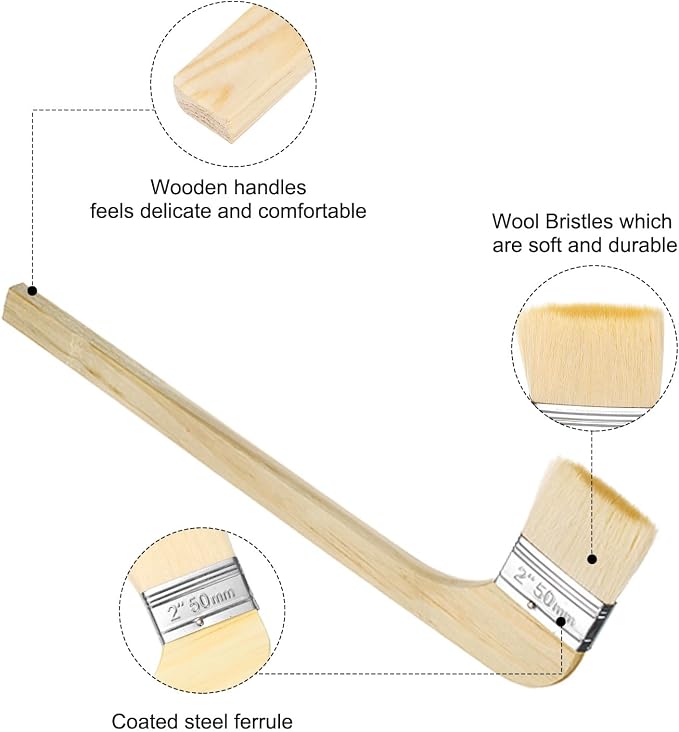 HARFINGTON Paint Brush 2Pcs 2" Brush Width Soft Wool Variety Angled Bend - Image 4