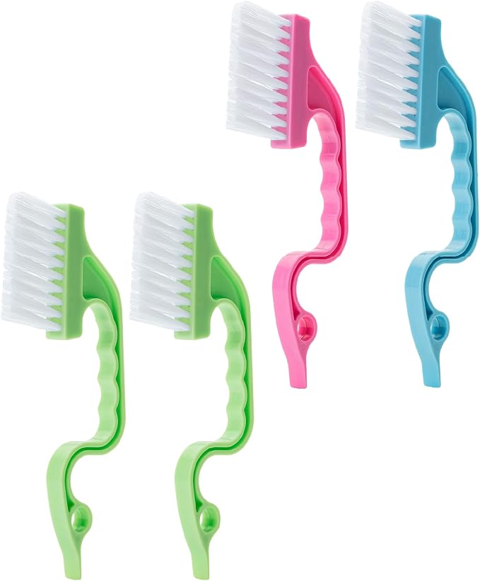 Slick- Window Track Cleaning Brush, 4 Pack, Colorful Ergonomic Handle, Built-in by SlickSolutions