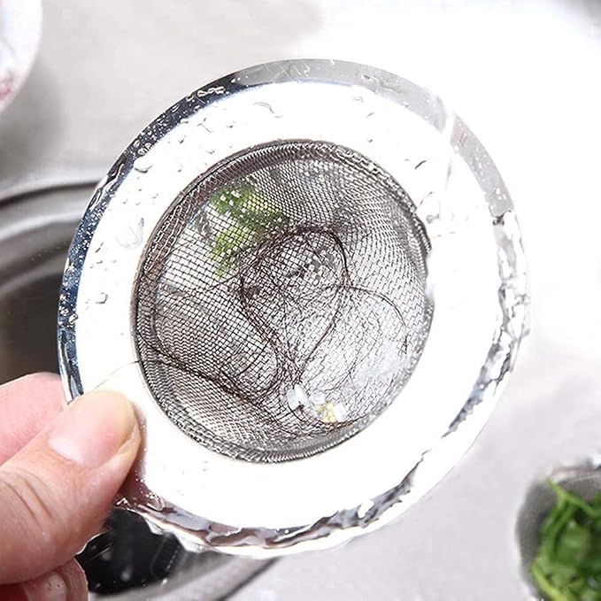 2 Pcs Stainless Steel Kitchen Mesh Silver Sink Strainer Large Wide Rim 4.5" - Image 7