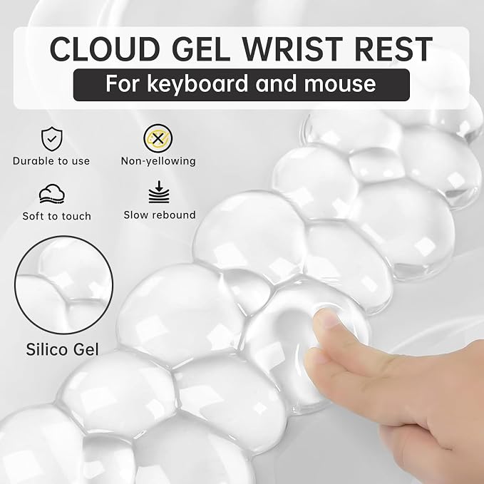 Mouse Pad with Wrist Rest, Soft Cloud Gel Keyboard Mouse Pad Set with Hand - Image 6