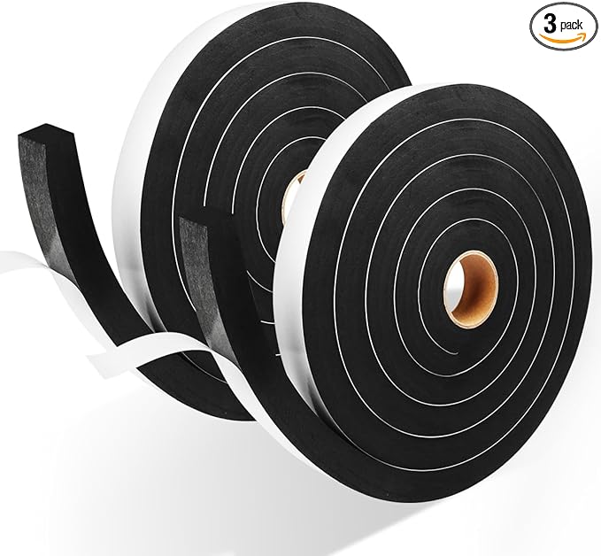 2 Rolls Foam Tape Weather Stripping Door Seal, Adhesive Closed Cell Weather by YIJUHOU
