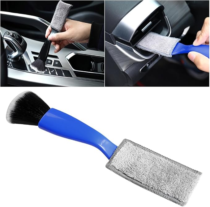 Car Double Head Brush, Double Head Automotive Interior Cleaner Detail Brushes by LKAHG