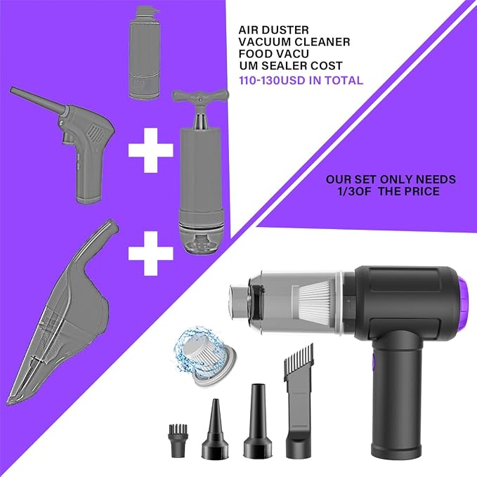 14500 Pa Computer Vacuum Cleaner Mini & 110000RPM Compressed Air Duster - Image 6