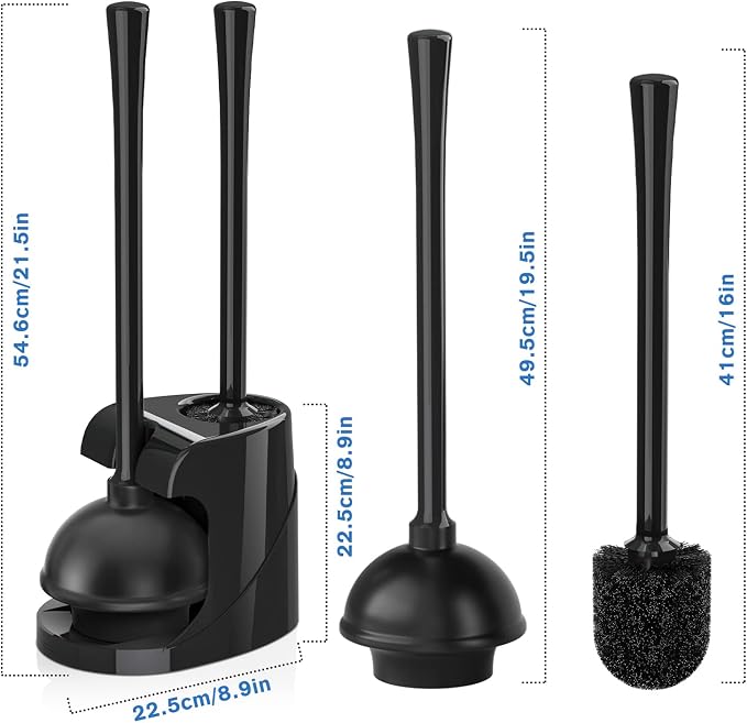 Toilet Plunger and Brush with Holder, Bowl Brush and Heavy Duty Toilet Plunger - Image 7