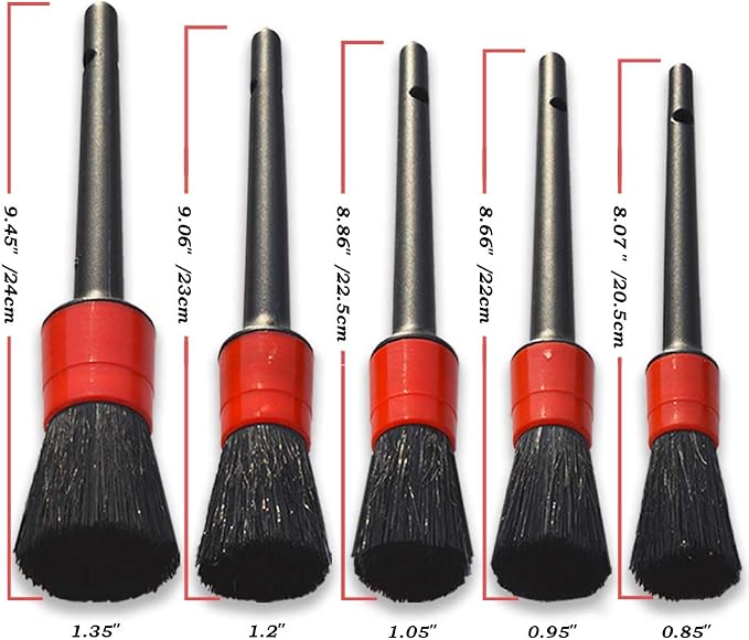 Detailing Brush Set -5 Different Sizes Premium Natural Boar Hair Mixed Fiber - Image 4